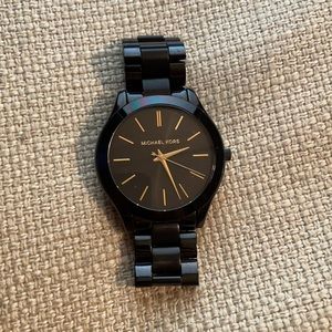 Michael Kors Black-Tone slim runway watch MK3221